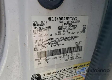 2014 Ford Expedition Xlt из США, поврежденный, VIN 1FMJU1H53EEF01601